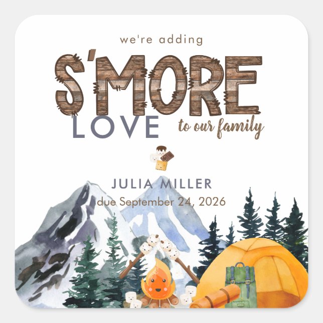  Camper | Rustic Baby Shower Favor Square Sticker (Front)