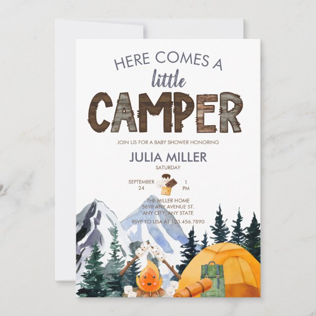  Camper | Rustic Baby Shower Invitation (Front)
