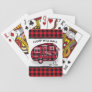 Camper Rustic Red Buffalo Plaid Monogram Name Playing Cards