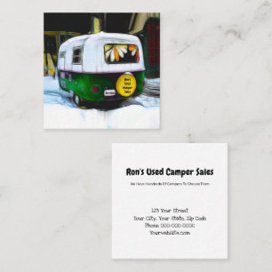 Camper Sales And Service Vintage Travel Trailer Square Business Card
