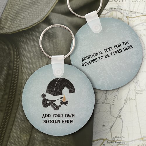 Camper Tent Campfire and your text on both sides Keychain