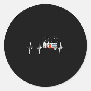 Camper Trailer Teardrop Heartbeat Rv Camping  Classic Round Sticker