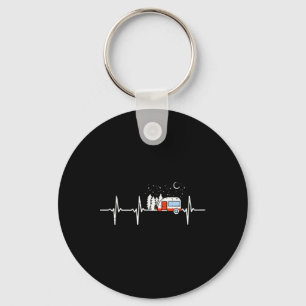 Camper Trailer Teardrop Heartbeat Rv Camping Keychain