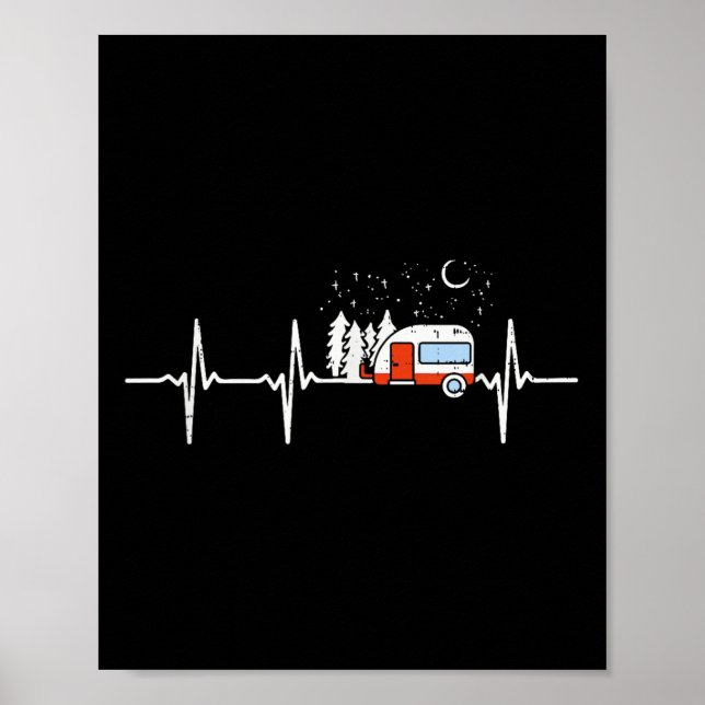Camper Trailer Teardrop Heartbeat Rv Camping  Poster (Front)