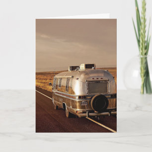 Camper trailer vintage birthday greeting Card