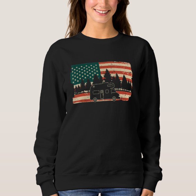 Camper USA Flag Caravan - Funny Camping_1 Sweatshirt (Front)