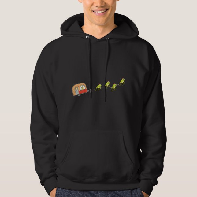 Camper Van Christmas Frog Sleigh Cute Animal X-mas Hoodie (Front)