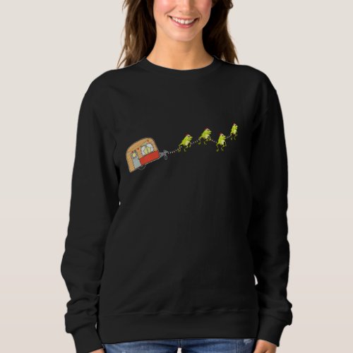 Camper Van Christmas Frog Sleigh Cute Animal X Mas Sweatshirt