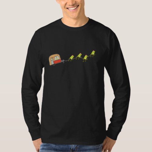 Camper Van Christmas Frog Sleigh Cute Animal X Mas T_Shirt