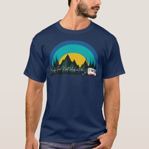 Camper van driving through forest sunset  T_Shirt