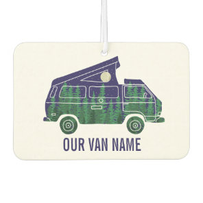 Camper Van with Pop Up Tent Custom Text Graphic Air Freshener