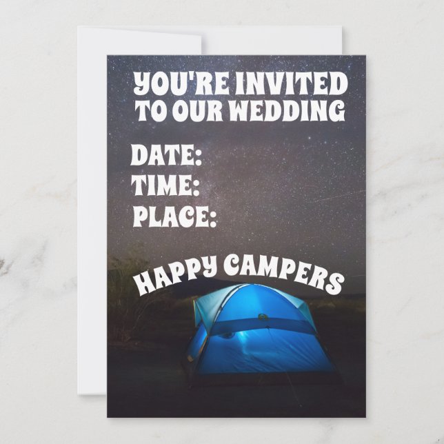 CAMPERS CAMPING COUPLE WEDDING CUSTOM INVITATIONS  (Front)