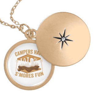Campers Have S'mores Fun Funny Camping Lovers Gold Plated Necklace