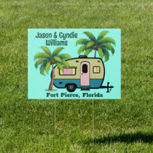 Campers Hometown Name Little Trailer Campsite Sign