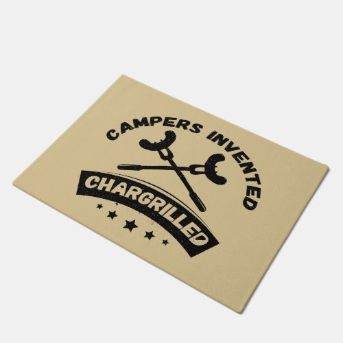 Campers Invented Chargrilled Funny Campfire Joke Doormat