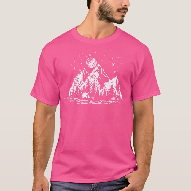 Campers Paradise Mountain Moon Star T-Shirt (Front)