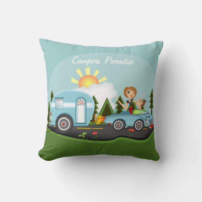 Campers Paridise Throw Pillow (Front)