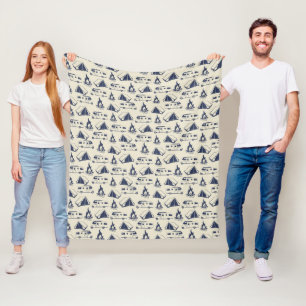 Campers RV Tent And Campfire Fleece Blanket