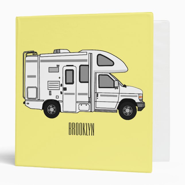 Campervan cartoon illustration 3 ring binder (Front/Inside)