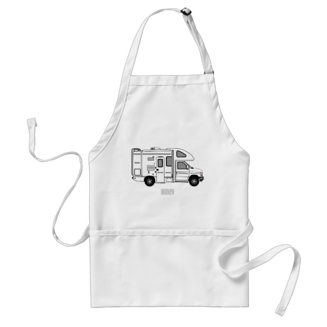Campervan cartoon illustration adult apron (Front)