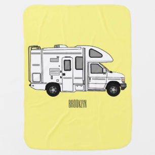 Campervan cartoon illustration baby blanket