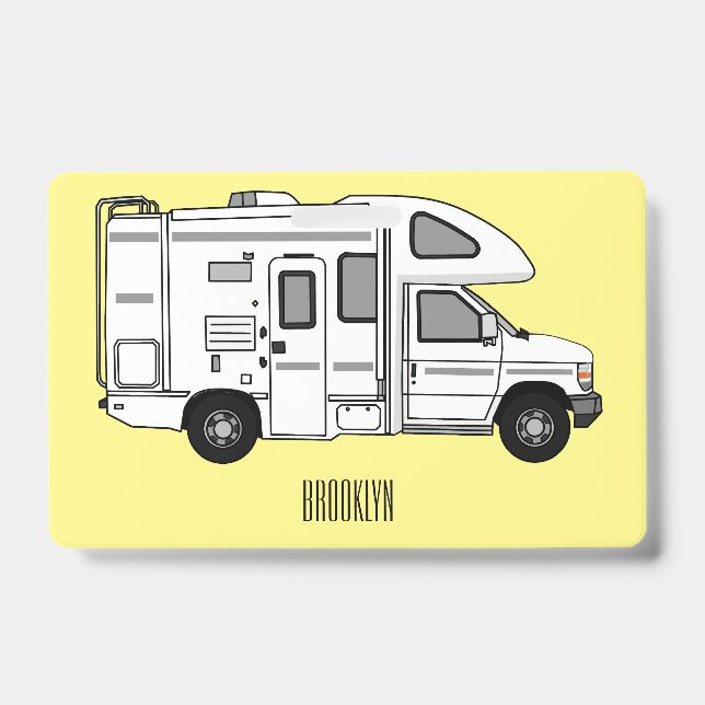 Campervan cartoon illustration badge (Front)