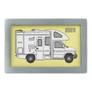 Campervan cartoon illustration belt buckle