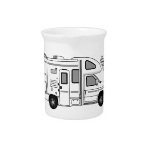 Campervan cartoon illustration beverage pitcher