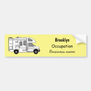 Campervan cartoon illustration bumper sticker