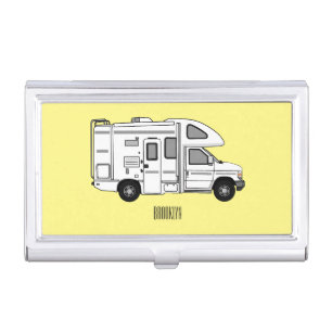 Campervan cartoon illustration business card case