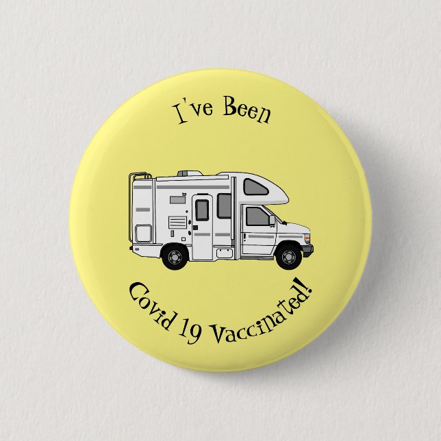Campervan cartoon illustration button (Front)