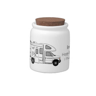 Campervan cartoon illustration candy jar
