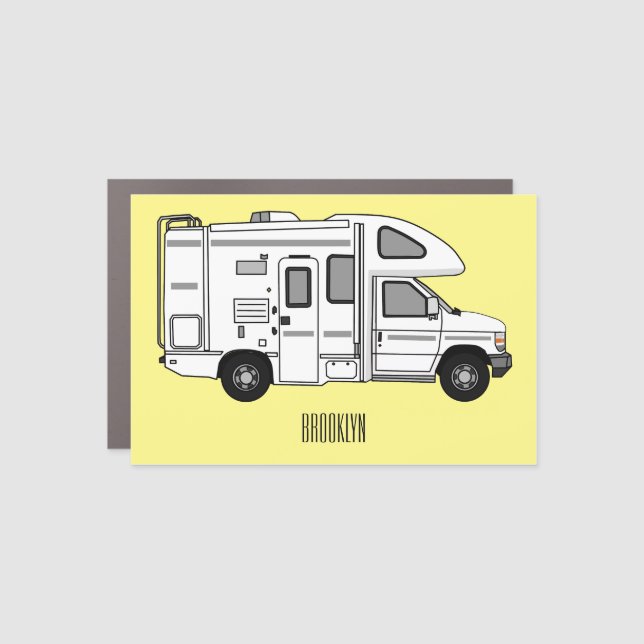Campervan cartoon illustration car magnet (Front)