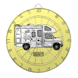 Campervan cartoon illustration dart board