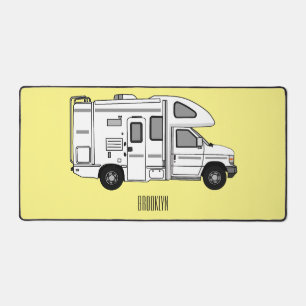 Campervan cartoon illustration desk mat