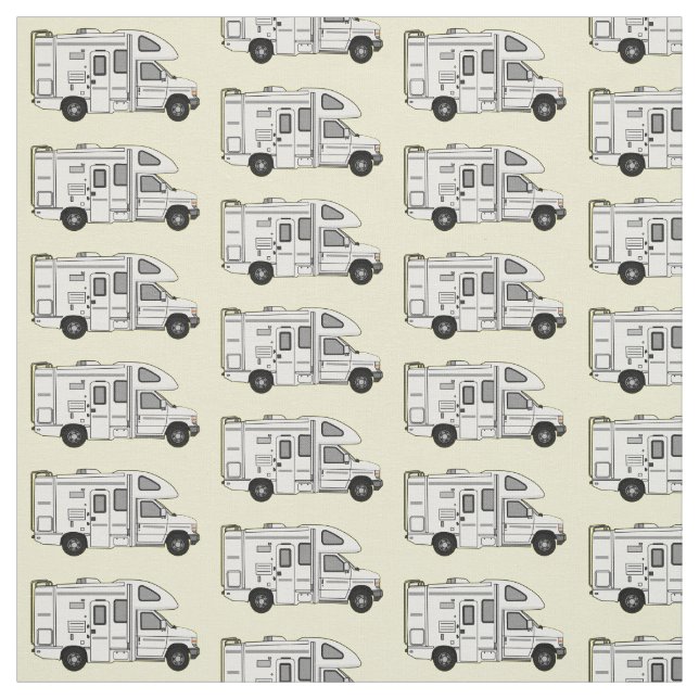Campervan cartoon illustration fabric (Swatch)