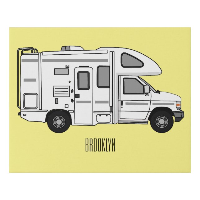 Campervan cartoon illustration faux canvas print (Front)