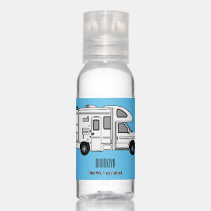Campervan cartoon illustration hand sanitizer