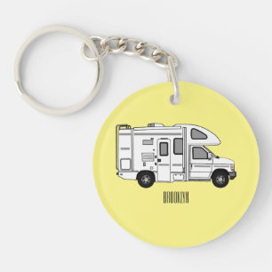 Campervan cartoon illustration keychain