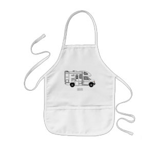 Campervan cartoon illustration kids' apron