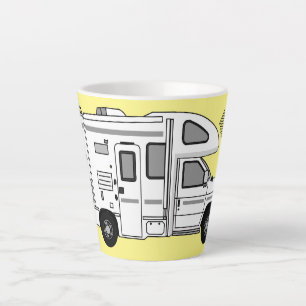 Campervan cartoon illustration latte mug