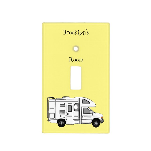 Campervan cartoon illustration light switch cover (Front)