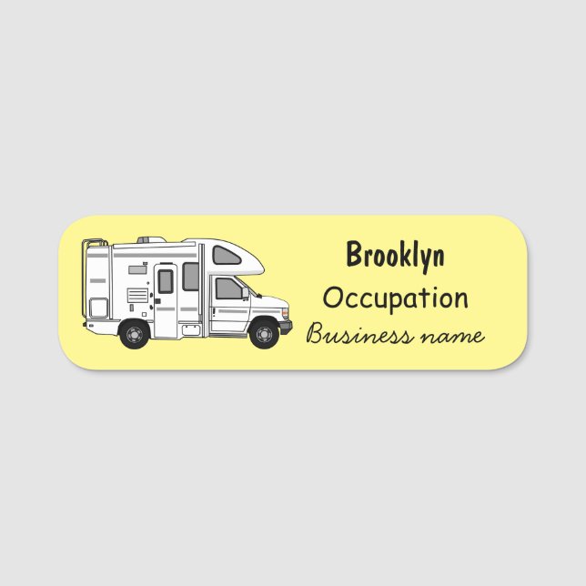 Campervan cartoon illustration name tag (Front)