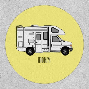 Campervan cartoon illustration patch