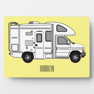 Campervan cartoon illustration plaque