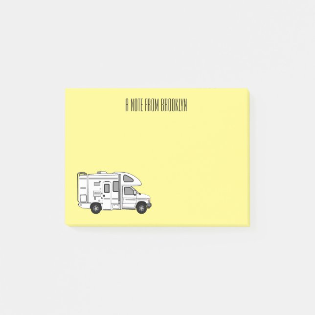 Campervan cartoon illustration post-it notes (Front)