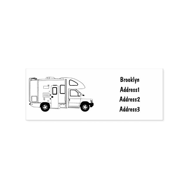 Campervan cartoon illustration rubber stamp (Imprint)