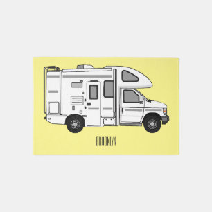 Campervan cartoon illustration rug