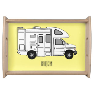 Campervan cartoon illustration serving tray