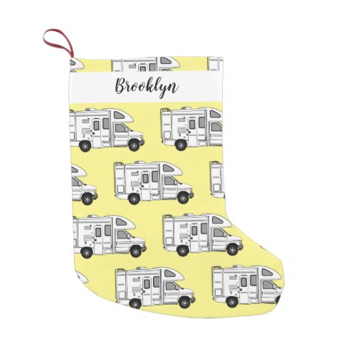 Campervan cartoon illustration small christmas stocking